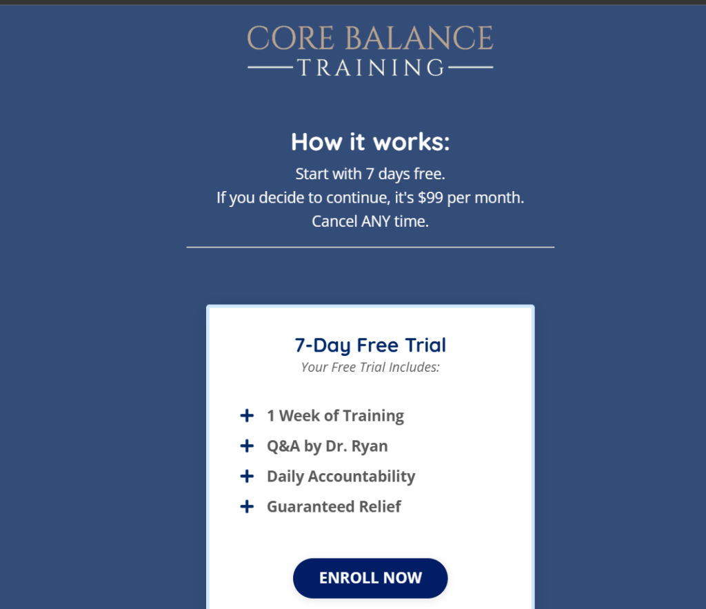 price core balance training