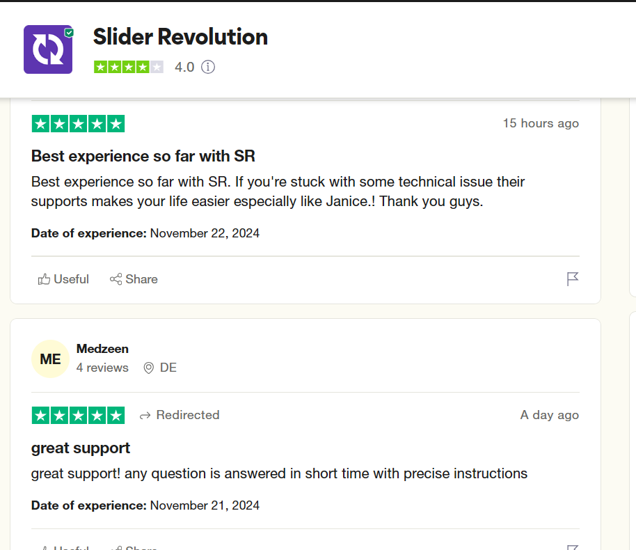 review slide revolution wordpress button