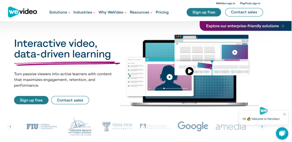 landing page wevideo​
